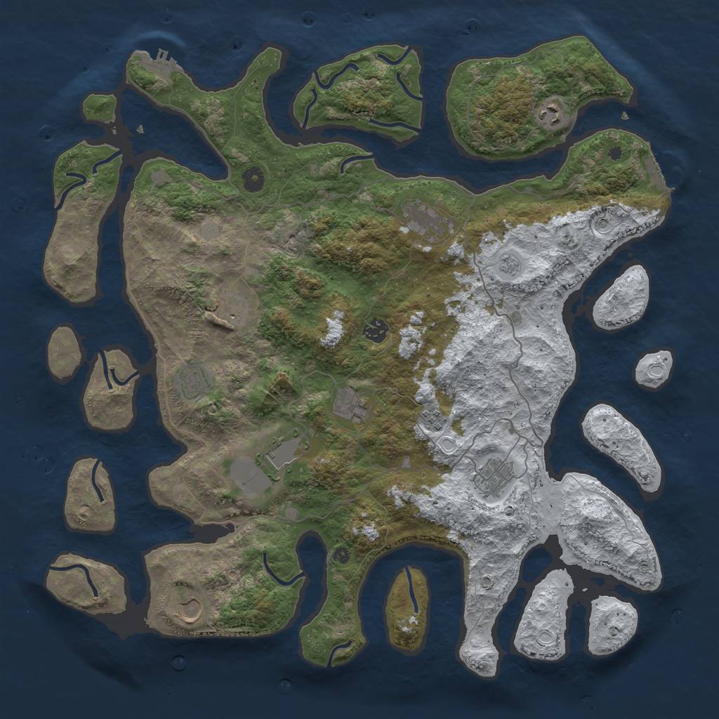 Rust Map: Procedural Map, Size: 4500, Seed: 1791043, 19 Monuments