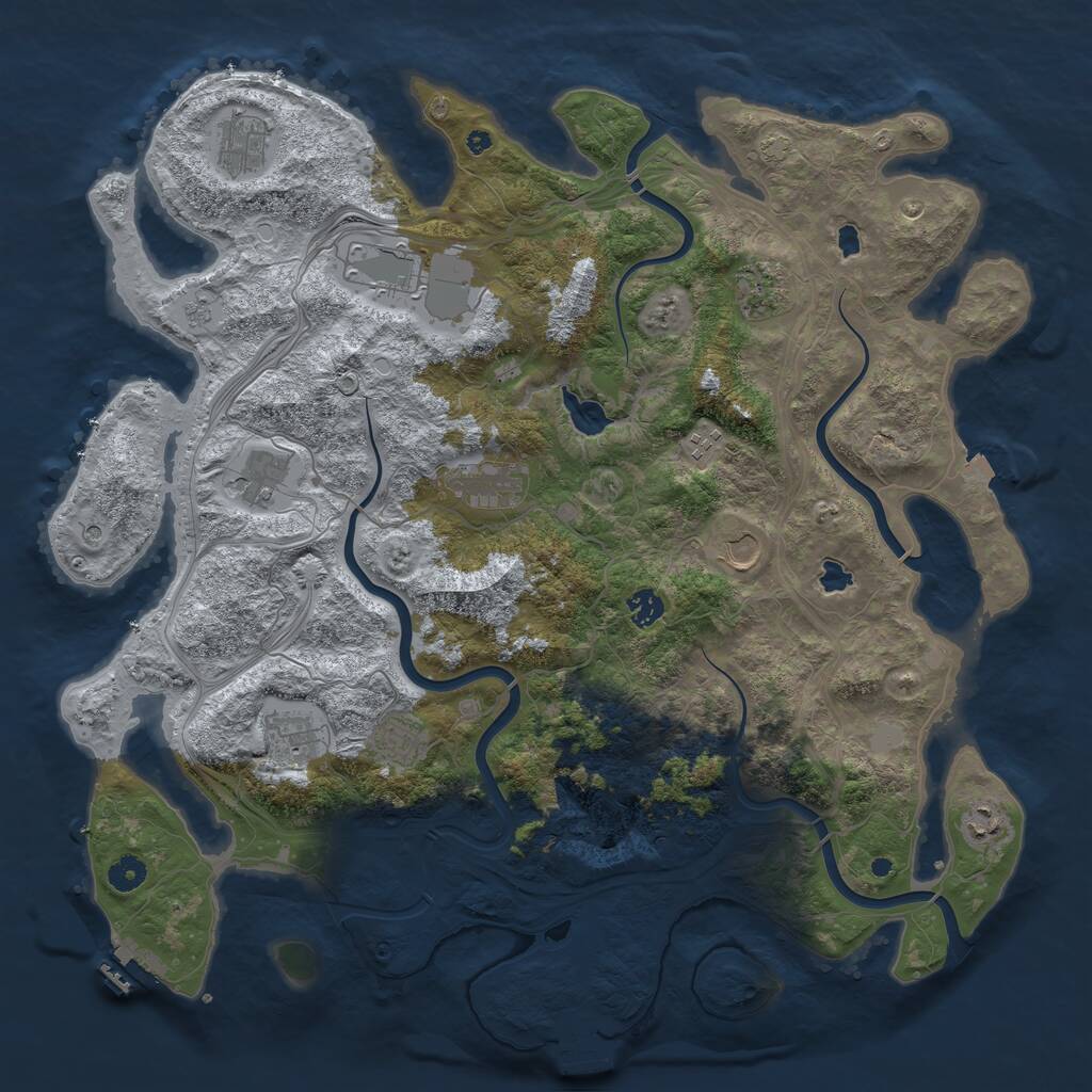 Rust Map: Procedural Map, Size: 4500, Seed: 5106830, 17 Monuments