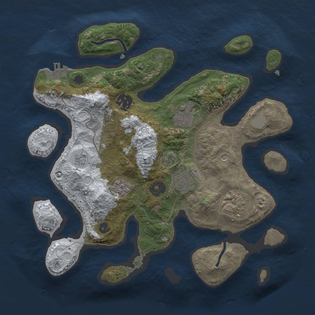 Rust Map: Procedural Map, Size: 3000, Seed: 2169154, 13 Monuments