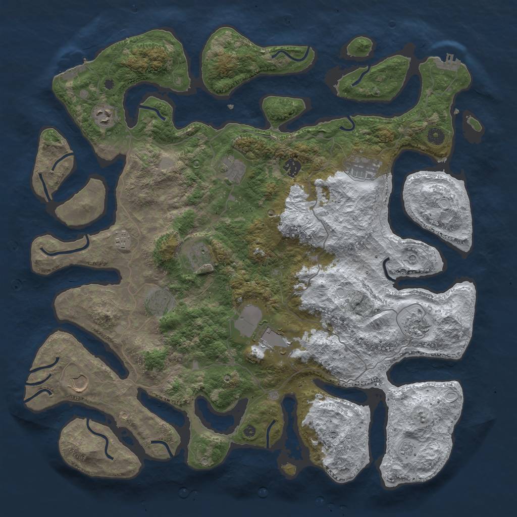 Rust Map: Procedural Map, Size: 4500, Seed: 4026969, 19 Monuments