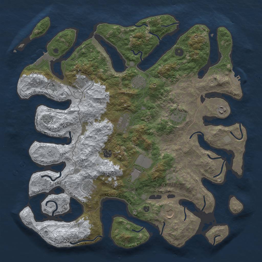 Rust Map: Procedural Map, Size: 4500, Seed: 308330, 19 Monuments