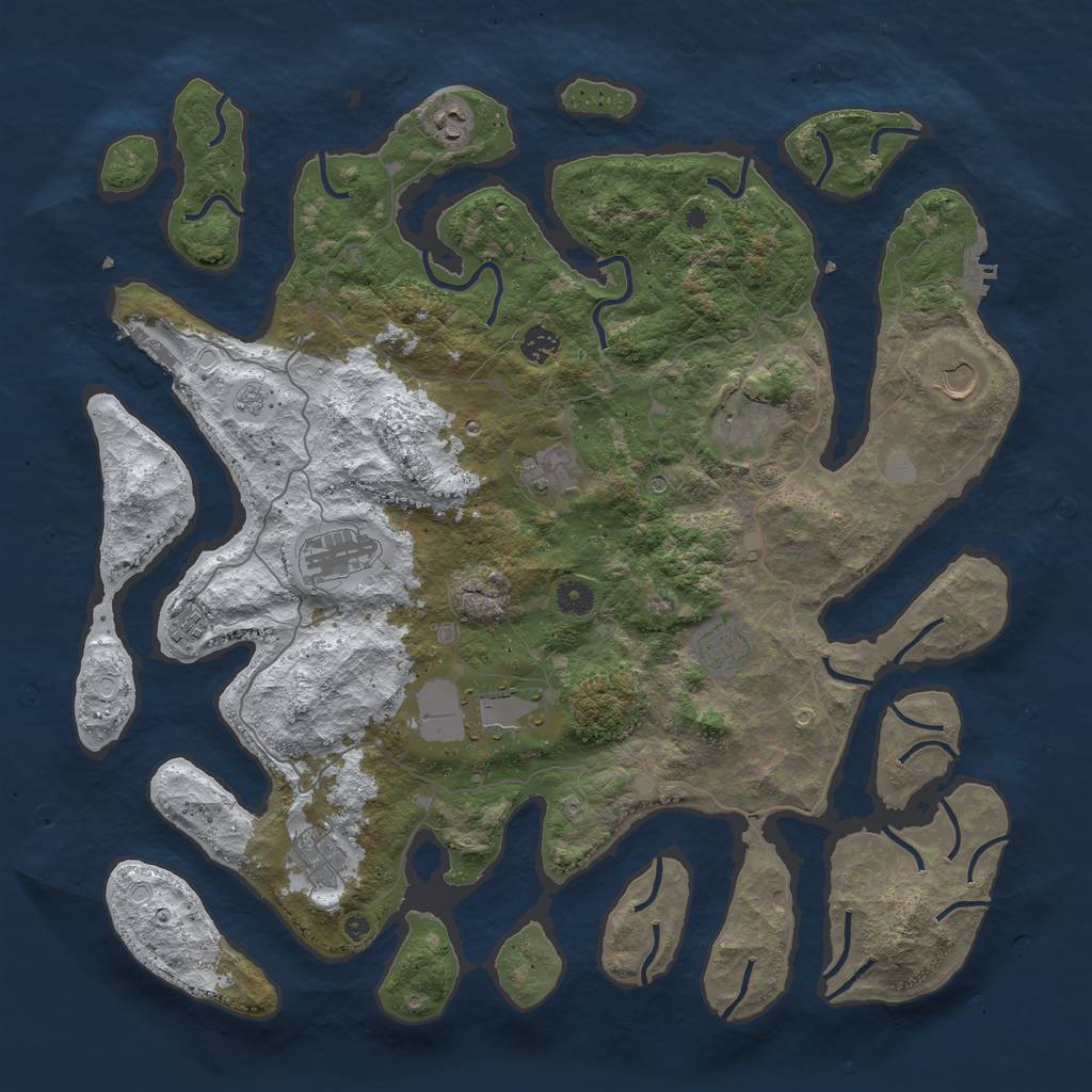 Rust Map: Procedural Map, Size: 4500, Seed: 3129165, 19 Monuments