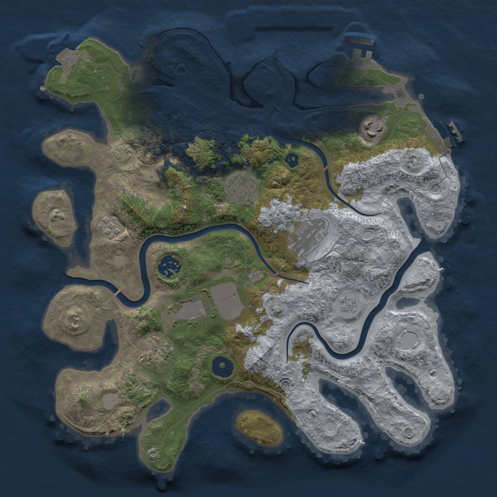 Rust Map: Procedural Map, Size: 3500, Seed: 2122553, 13 Monuments