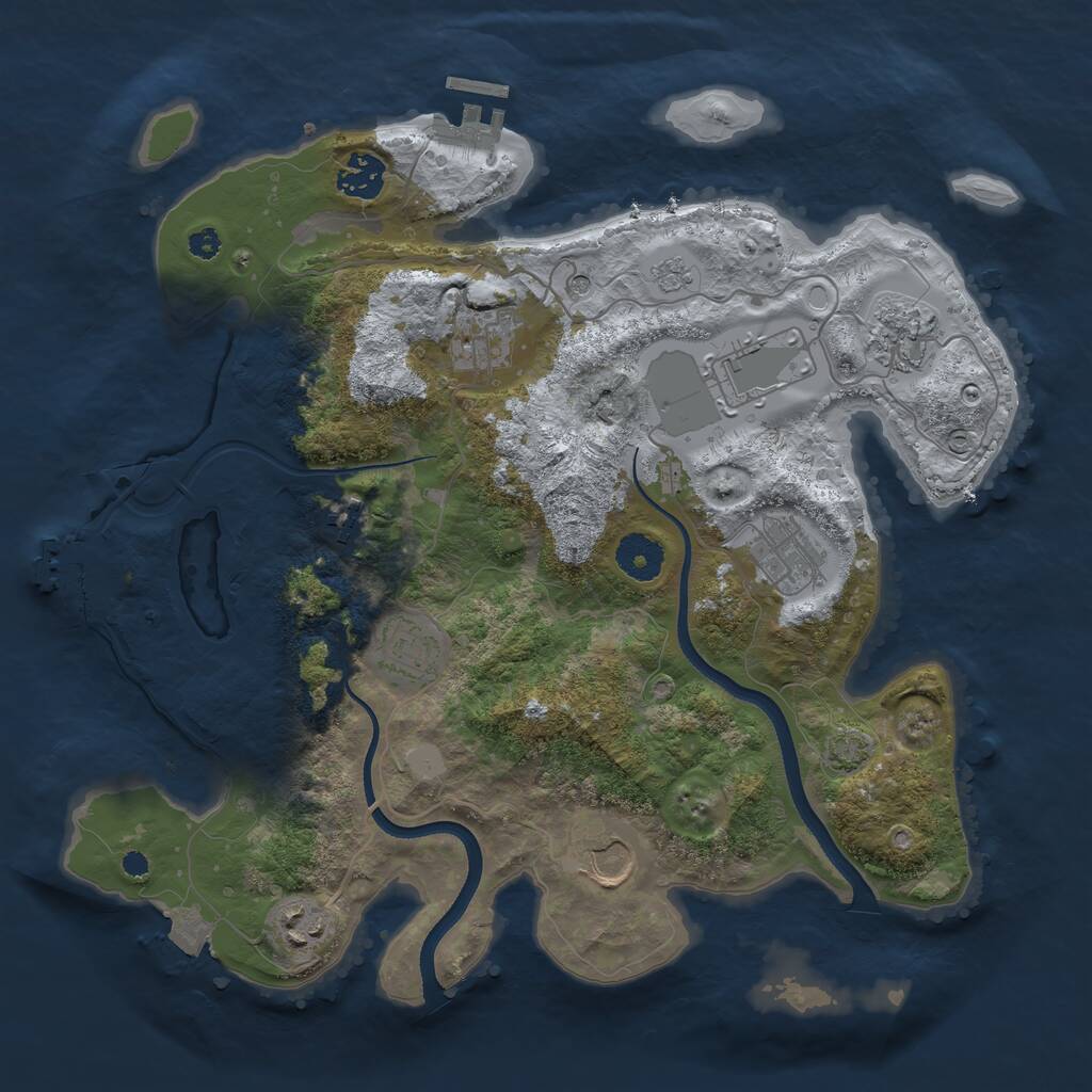 Rust Map: Procedural Map, Size: 3500, Seed: 1256785, 15 Monuments