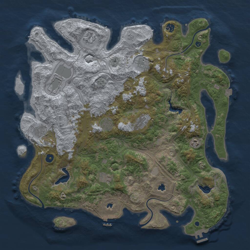 Rust Map: Procedural Map, Size: 4500, Seed: 1567176, 16 Monuments