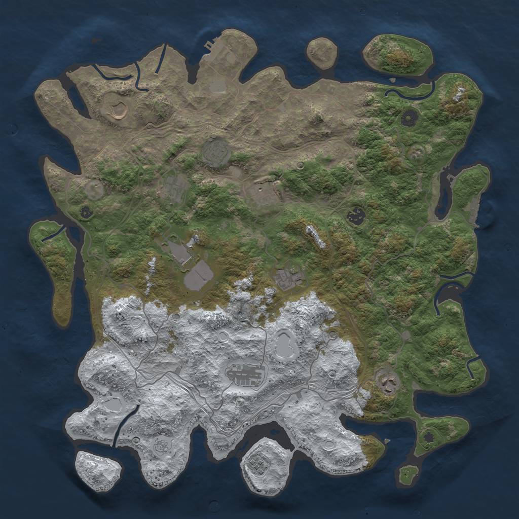 Rust Map: Procedural Map, Size: 4500, Seed: 2739049, 19 Monuments