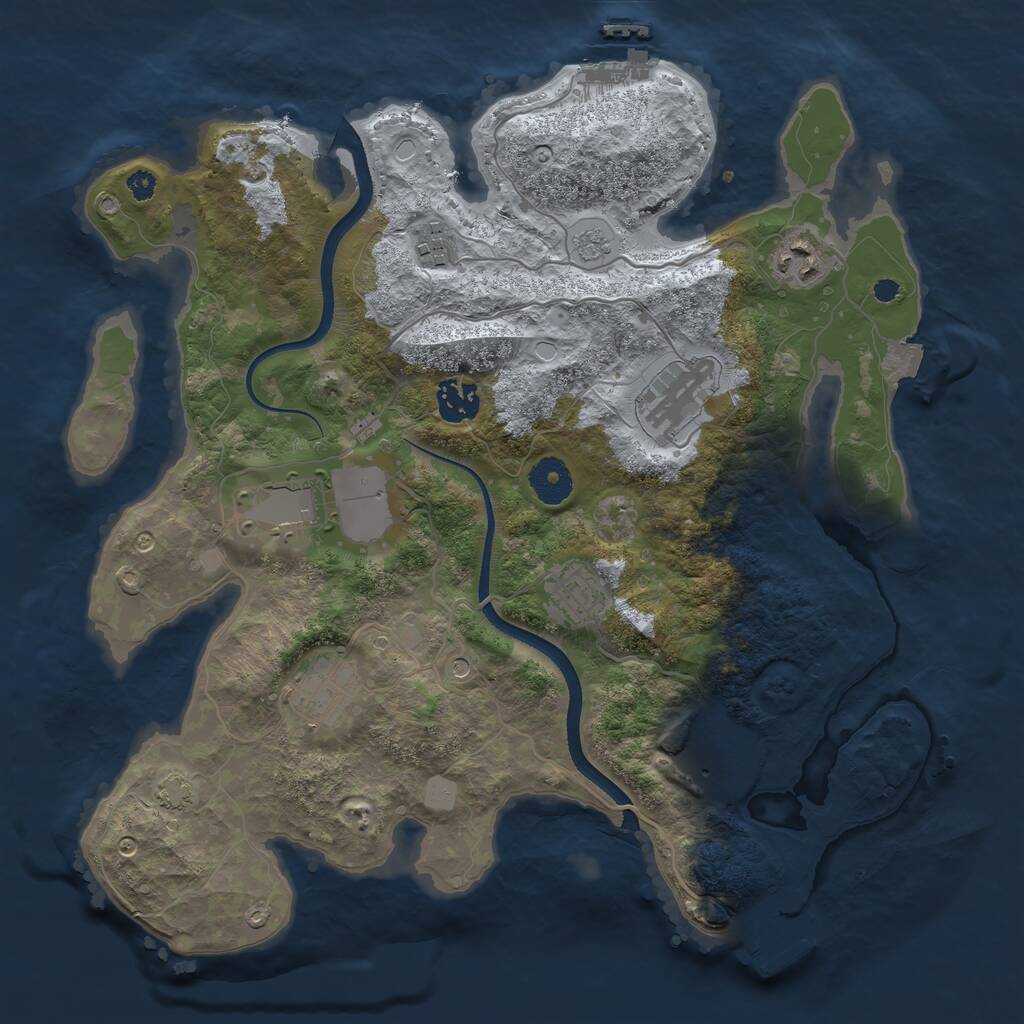 Rust Map: Procedural Map, Size: 3500, Seed: 592854, 14 Monuments