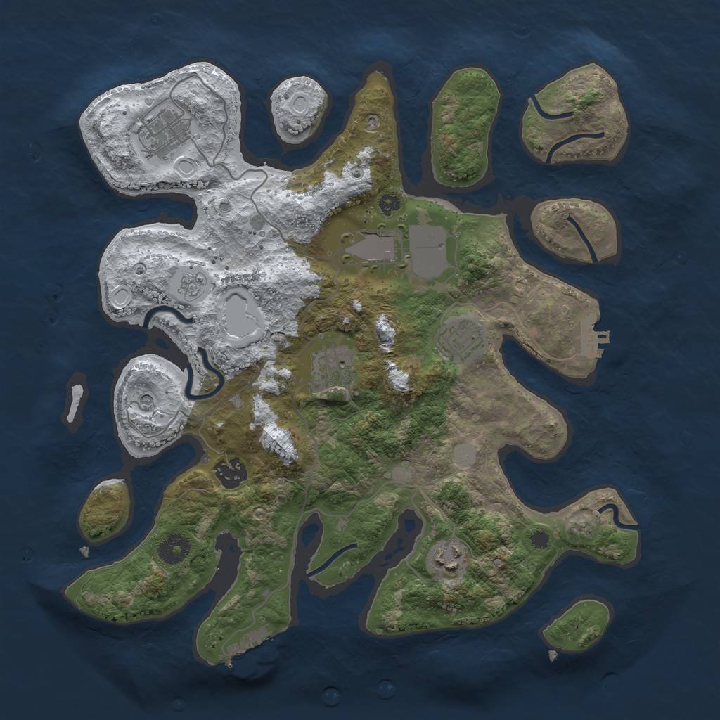 Rust Map: Procedural Map, Size: 3500, Seed: 6238373, 15 Monuments