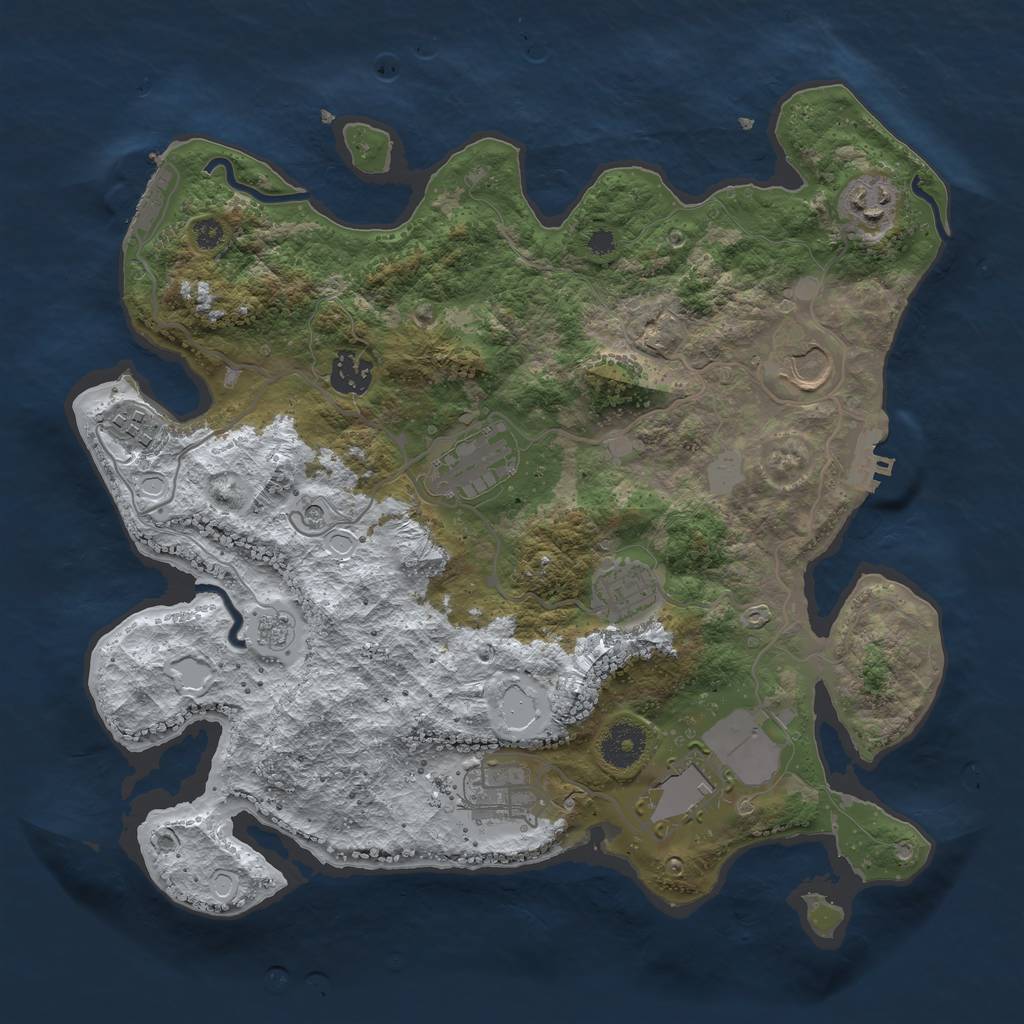 Rust Map: Procedural Map, Size: 3500, Seed: 4019434, 17 Monuments
