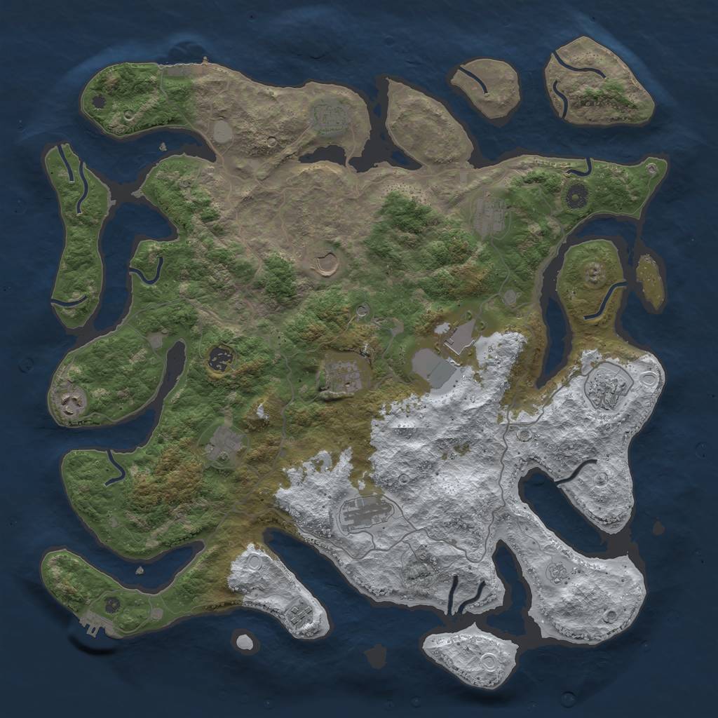 Rust Map: Procedural Map, Size: 4500, Seed: 1105835, 20 Monuments