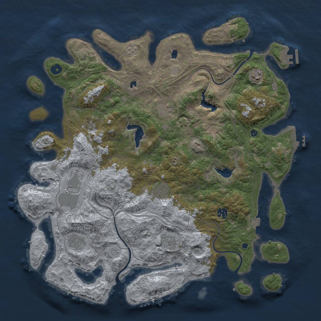 Rust Map: Procedural Map, Size: 4500, Seed: 3680312, 15 Monuments