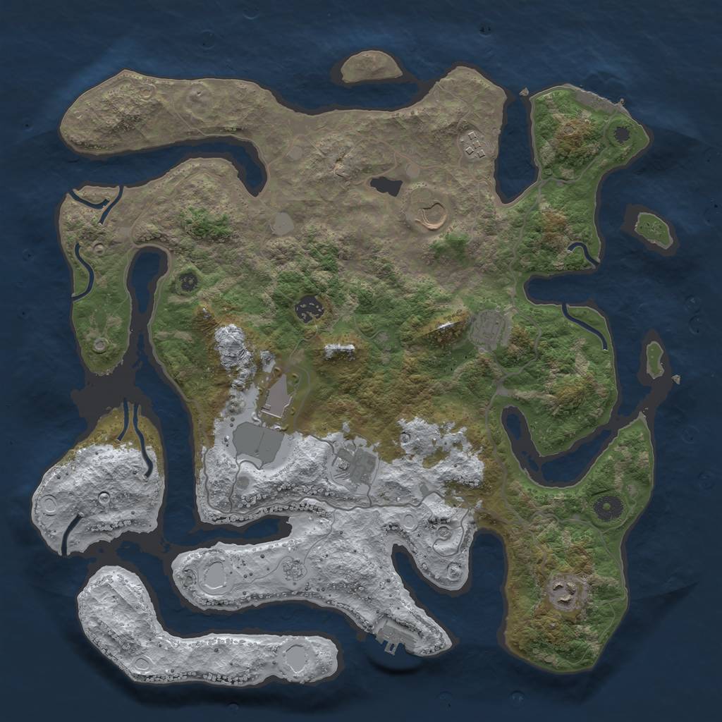 Rust Map: Procedural Map, Size: 4000, Seed: 753951, 16 Monuments