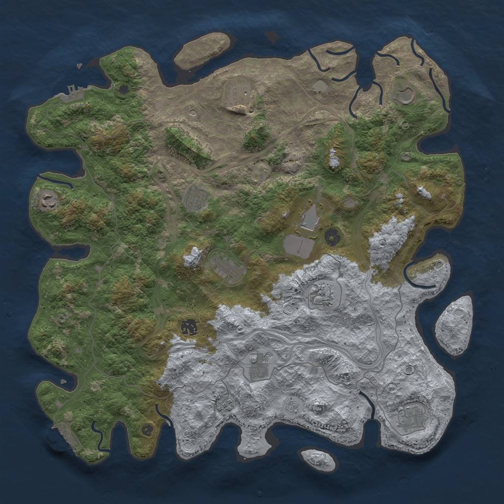 Rust Map: Procedural Map, Size: 4500, Seed: 2393423, 20 Monuments