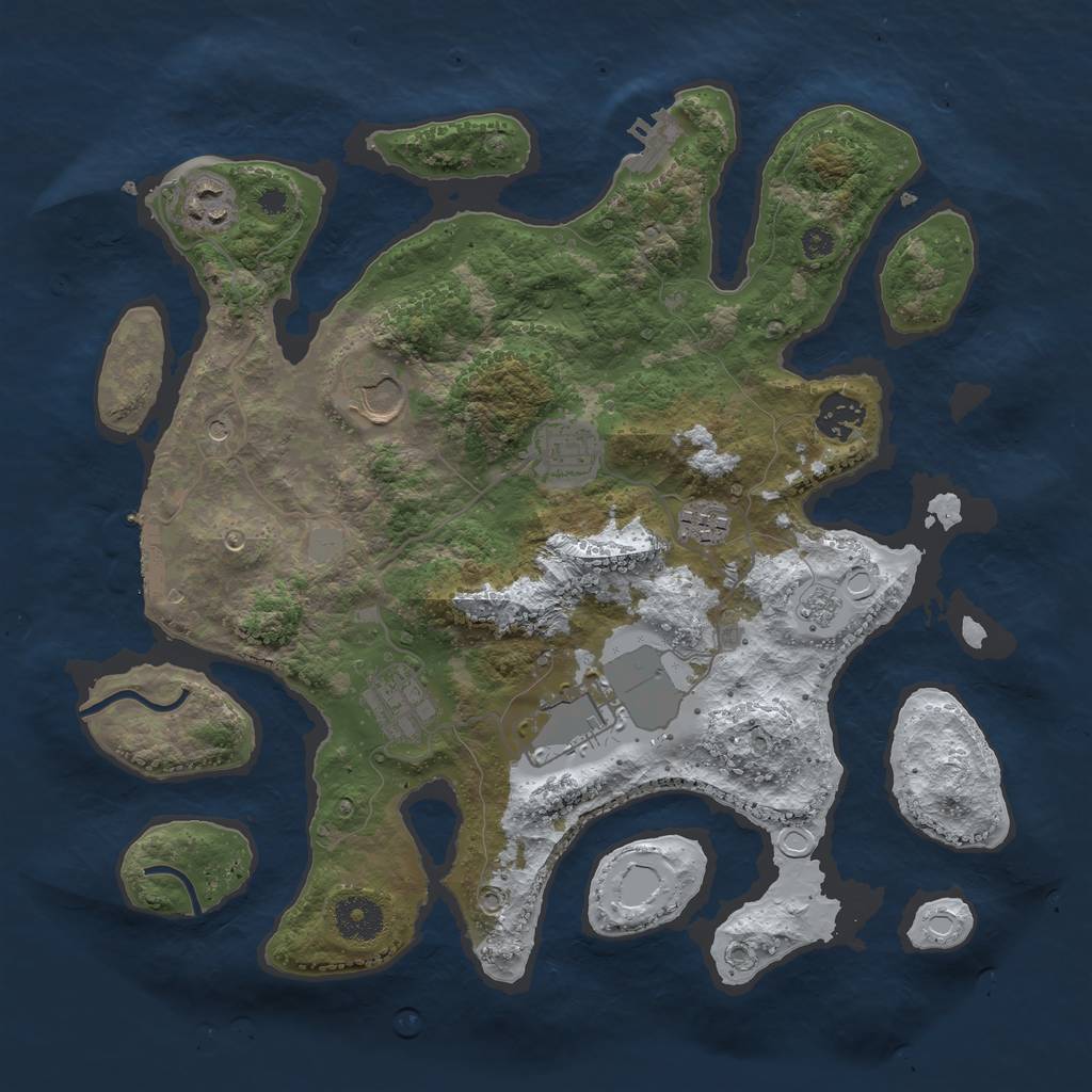 Rust Map: Procedural Map, Size: 3500, Seed: 206787, 16 Monuments