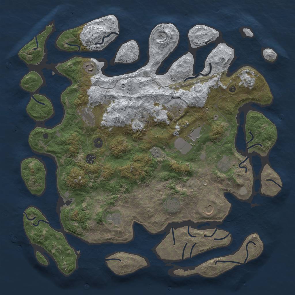 Rust Map: Procedural Map, Size: 4500, Seed: 2097180, 17 Monuments