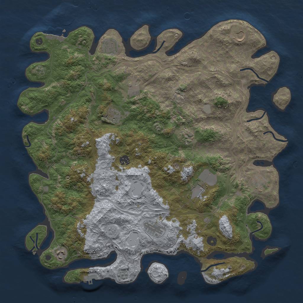 Rust Map: Procedural Map, Size: 4500, Seed: 728319, 18 Monuments