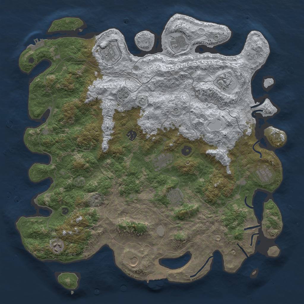 Rust Map: Procedural Map, Size: 4500, Seed: 3866867, 19 Monuments