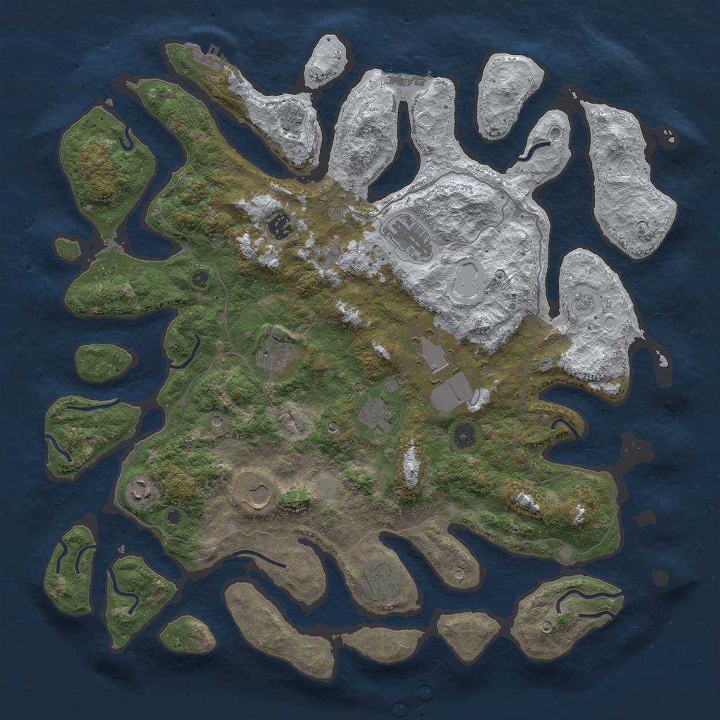 Rust Map: Procedural Map, Size: 4500, Seed: 905697, 18 Monuments
