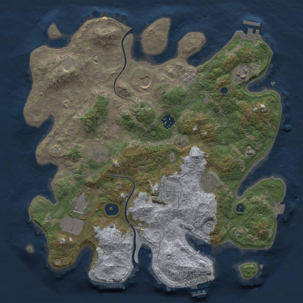 Rust Map: Procedural Map, Size: 3500, Seed: 3854734, 14 Monuments