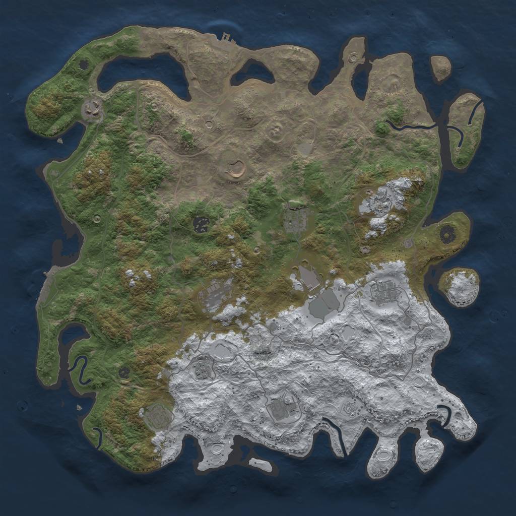 Rust Map: Procedural Map, Size: 4500, Seed: 4972642, 20 Monuments