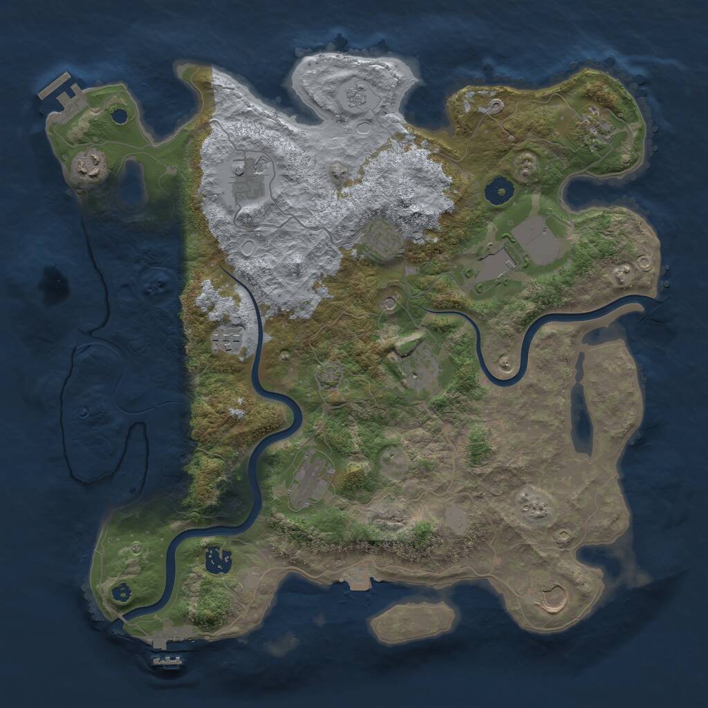 Rust Map: Procedural Map, Size: 3800, Seed: 2821, 16 Monuments