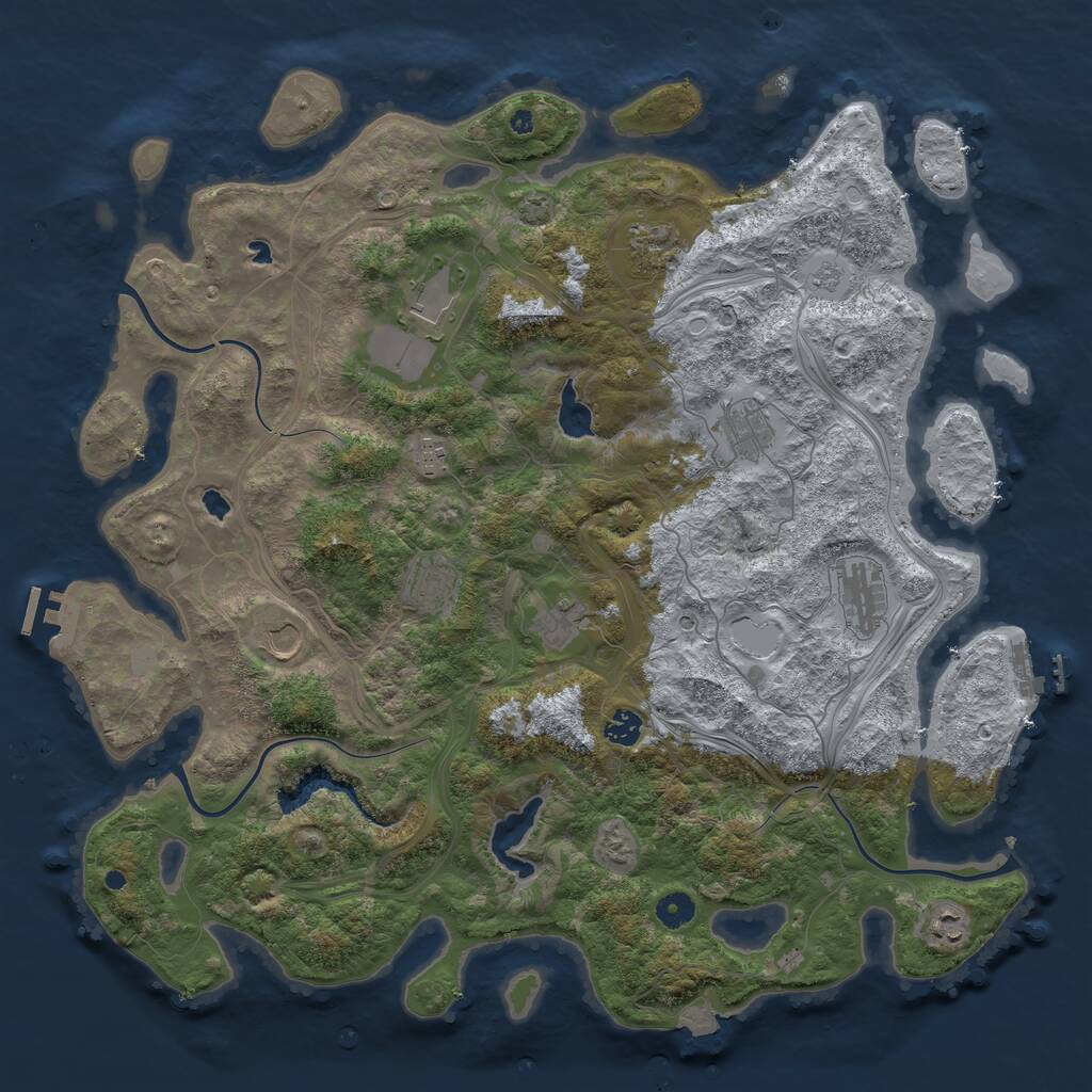 Rust Map: Procedural Map, Size: 4500, Seed: 2441546, 16 Monuments