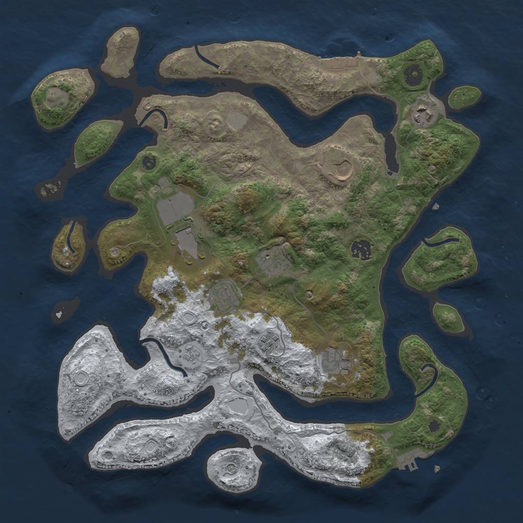 Rust Map: Procedural Map, Size: 3800, Seed: 796259, 17 Monuments