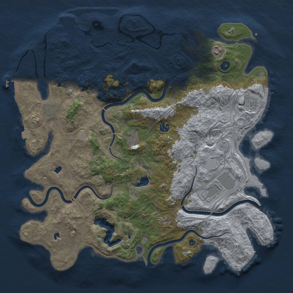 Rust Map: Procedural Map, Size: 4500, Seed: 3657775, 14 Monuments