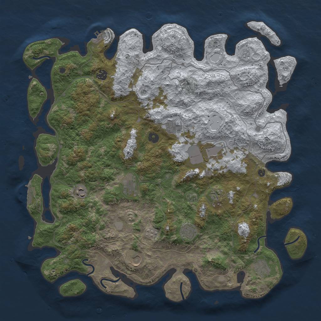 Rust Map: Procedural Map, Size: 4500, Seed: 4880366, 19 Monuments
