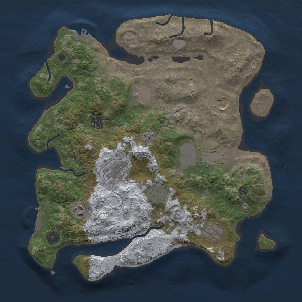 Rust Map: Procedural Map, Size: 3500, Seed: 4249214, 18 Monuments