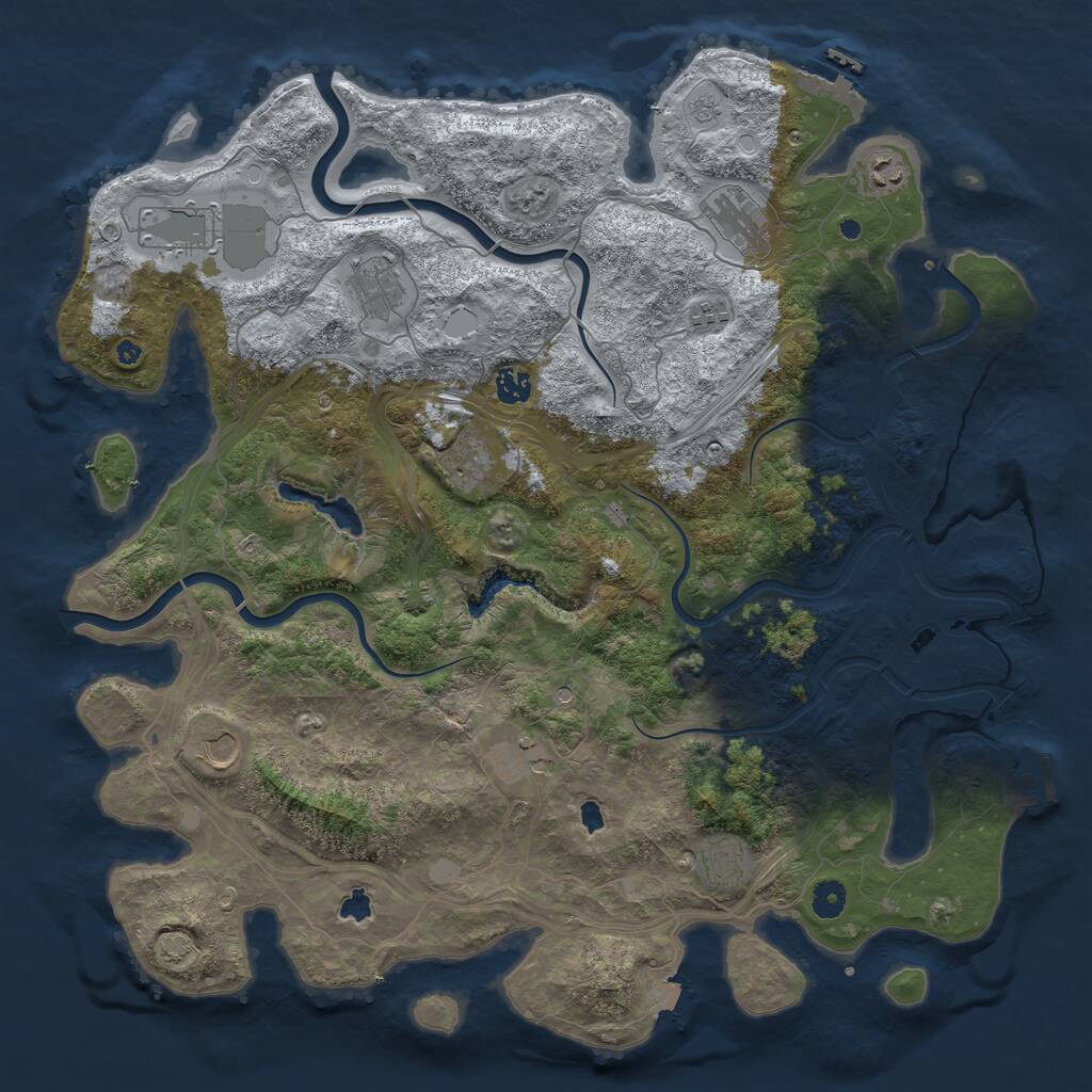 Rust Map: Procedural Map, Size: 4500, Seed: 3113864, 16 Monuments