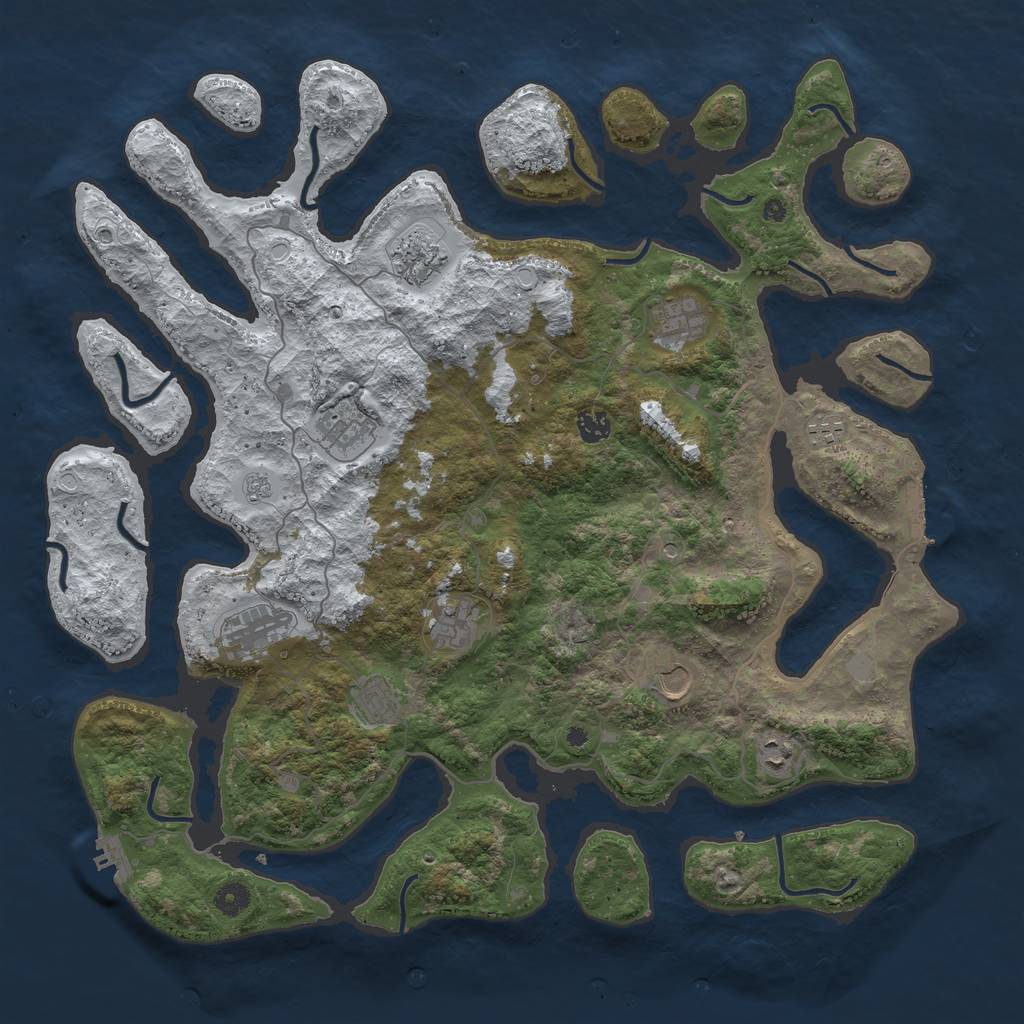 Rust Map: Procedural Map, Size: 4500, Seed: 5308241, 19 Monuments