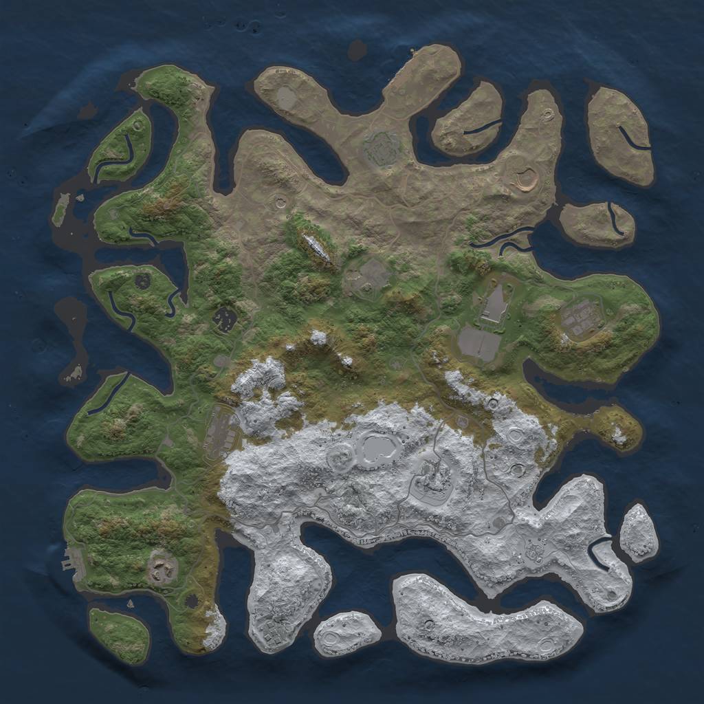 Rust Map: Procedural Map, Size: 4500, Seed: 1803746, 19 Monuments