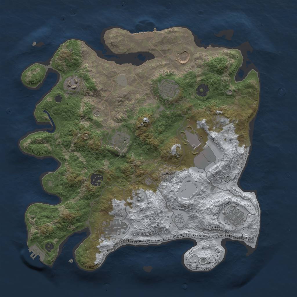 Rust Map: Procedural Map, Size: 3500, Seed: 2498711, 17 Monuments