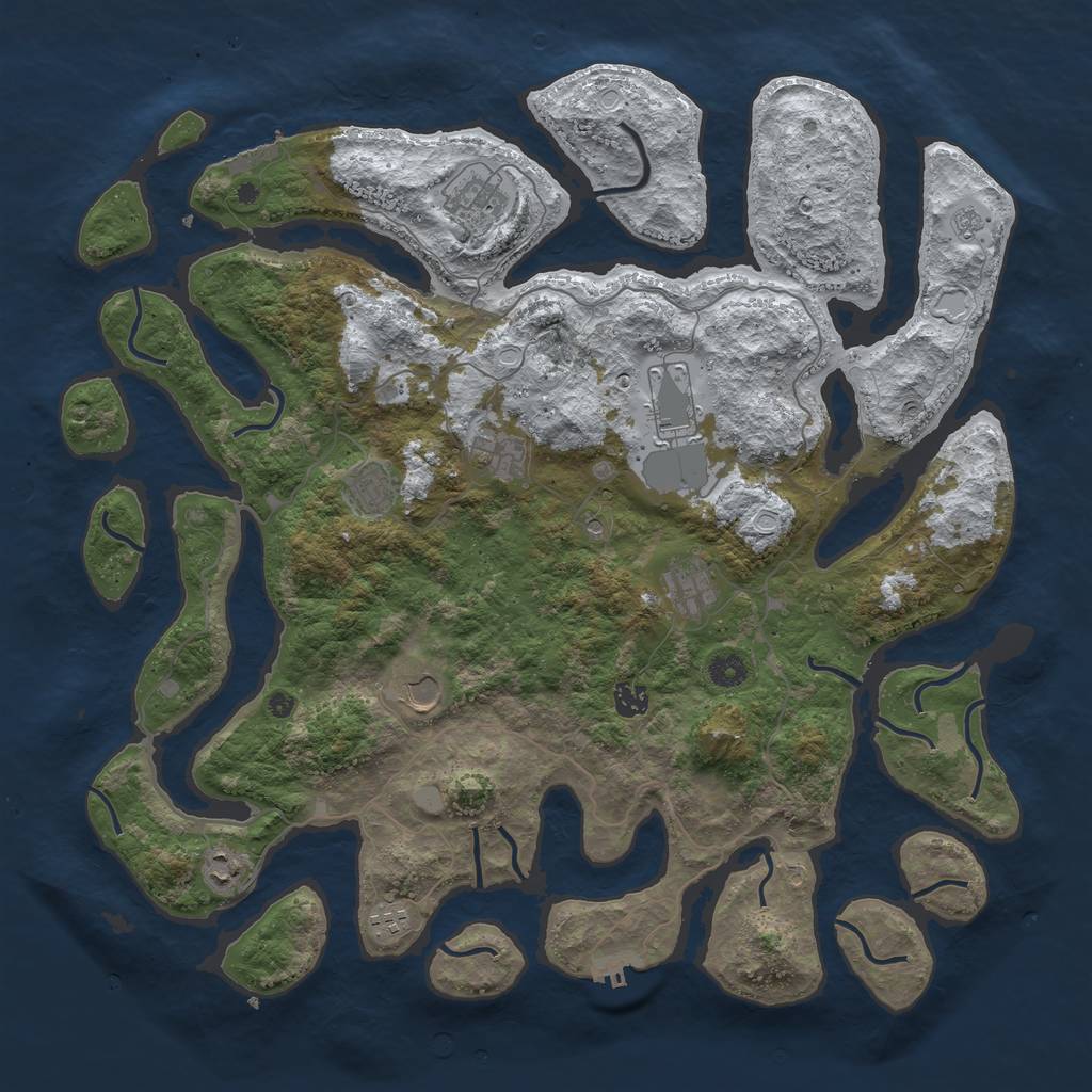 Rust Map: Procedural Map, Size: 4500, Seed: 3721202, 18 Monuments