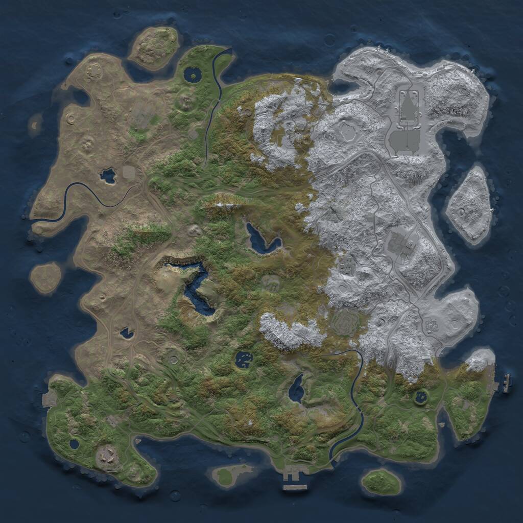Rust Map: Procedural Map, Size: 4500, Seed: 4895343, 14 Monuments