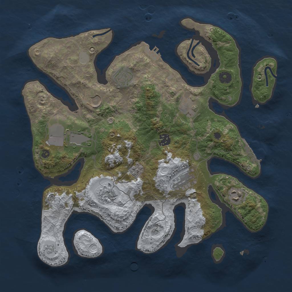 Rust Map: Procedural Map, Size: 3500, Seed: 729525, 18 Monuments
