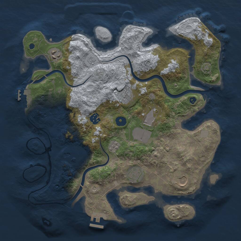 Rust Map: Procedural Map, Size: 3500, Seed: 3772199, 14 Monuments