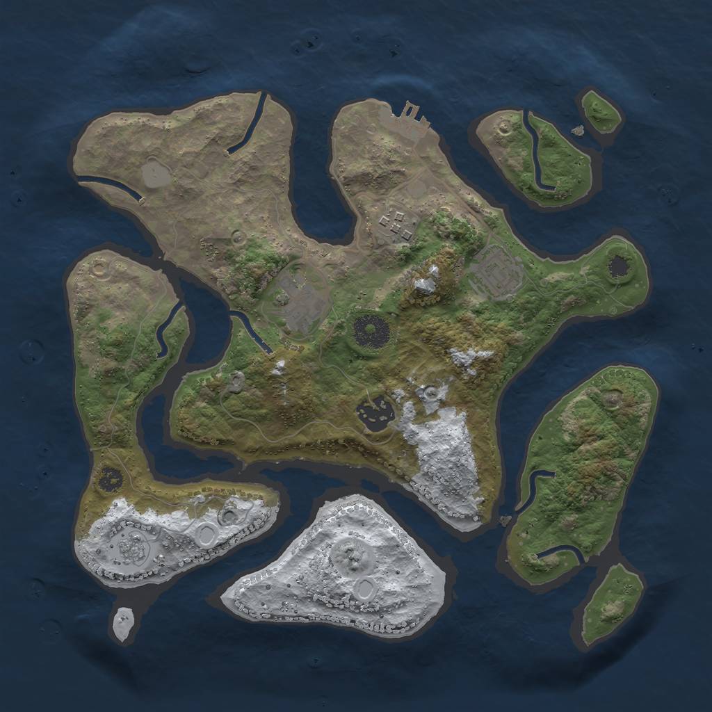Rust Map: Procedural Map, Size: 3000, Seed: 744582166, 11 Monuments