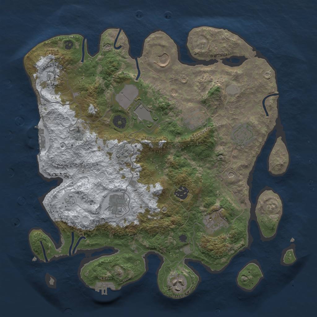 Rust Map: Procedural Map, Size: 3500, Seed: 3050096, 19 Monuments