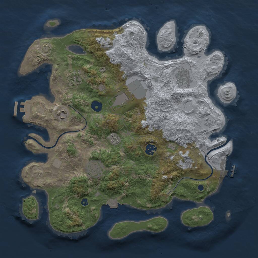 Rust Map: Procedural Map, Size: 3500, Seed: 4177765, 13 Monuments