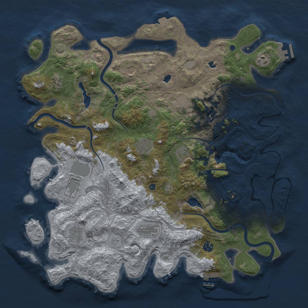 Rust Map: Procedural Map, Size: 4500, Seed: 3984709, 17 Monuments