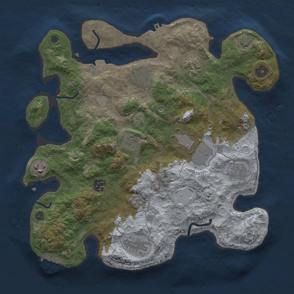 Rust Map: Procedural Map, Size: 3500, Seed: 5991, 17 Monuments