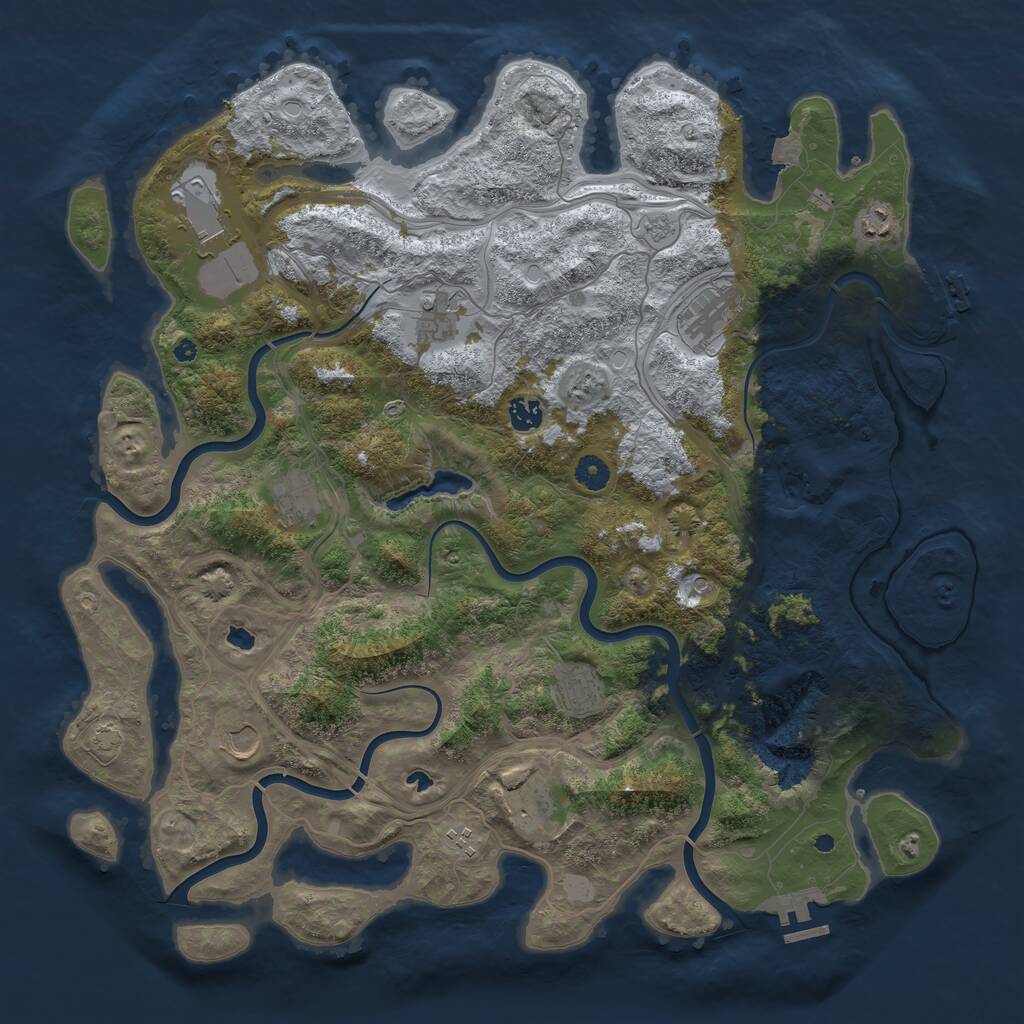 Rust Map: Procedural Map, Size: 4500, Seed: 605304, 16 Monuments