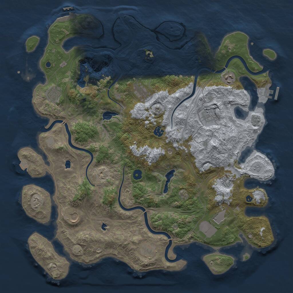 Rust Map: Procedural Map, Size: 4500, Seed: 837922, 16 Monuments