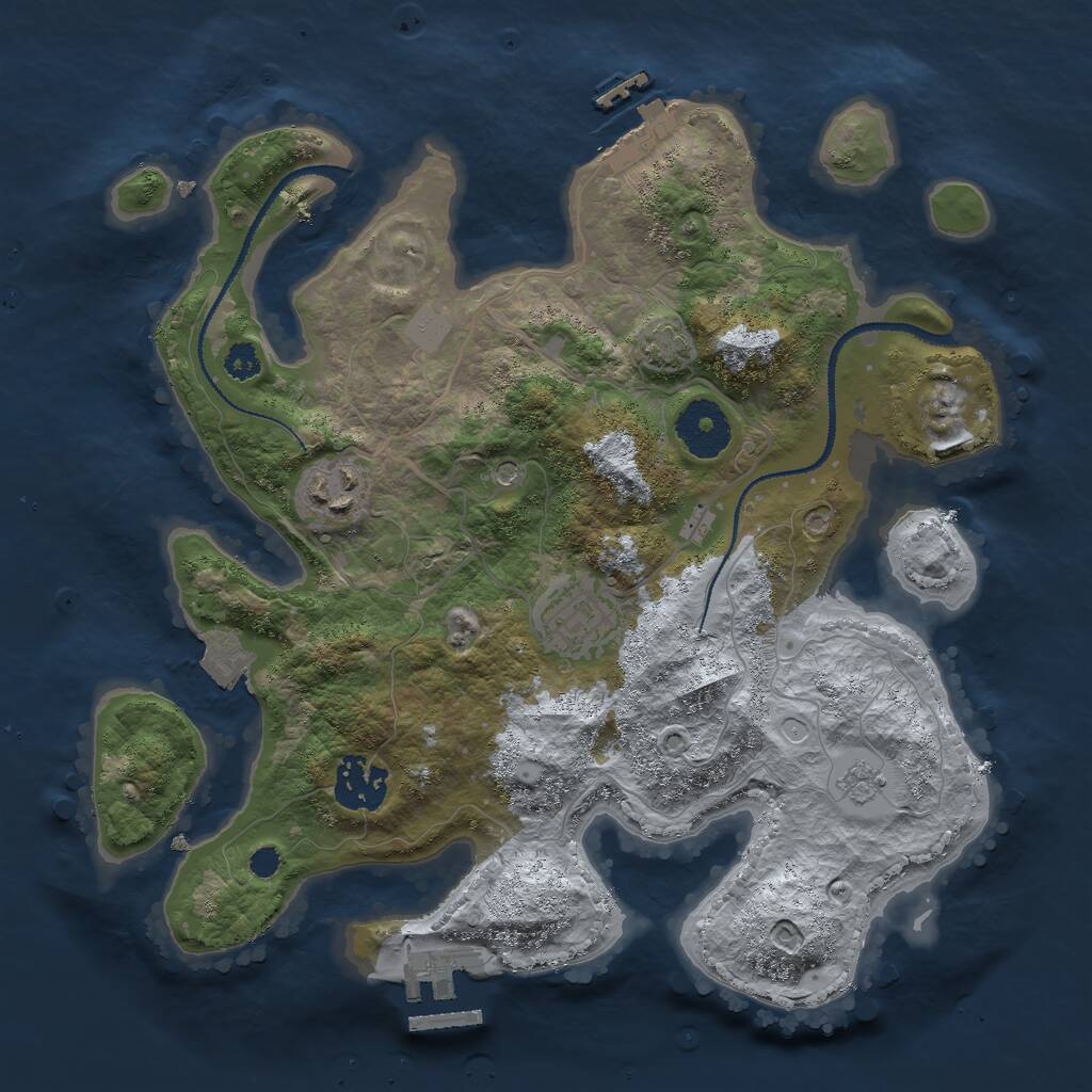 Rust Map: Procedural Map, Size: 3000, Seed: 60770852, 9 Monuments