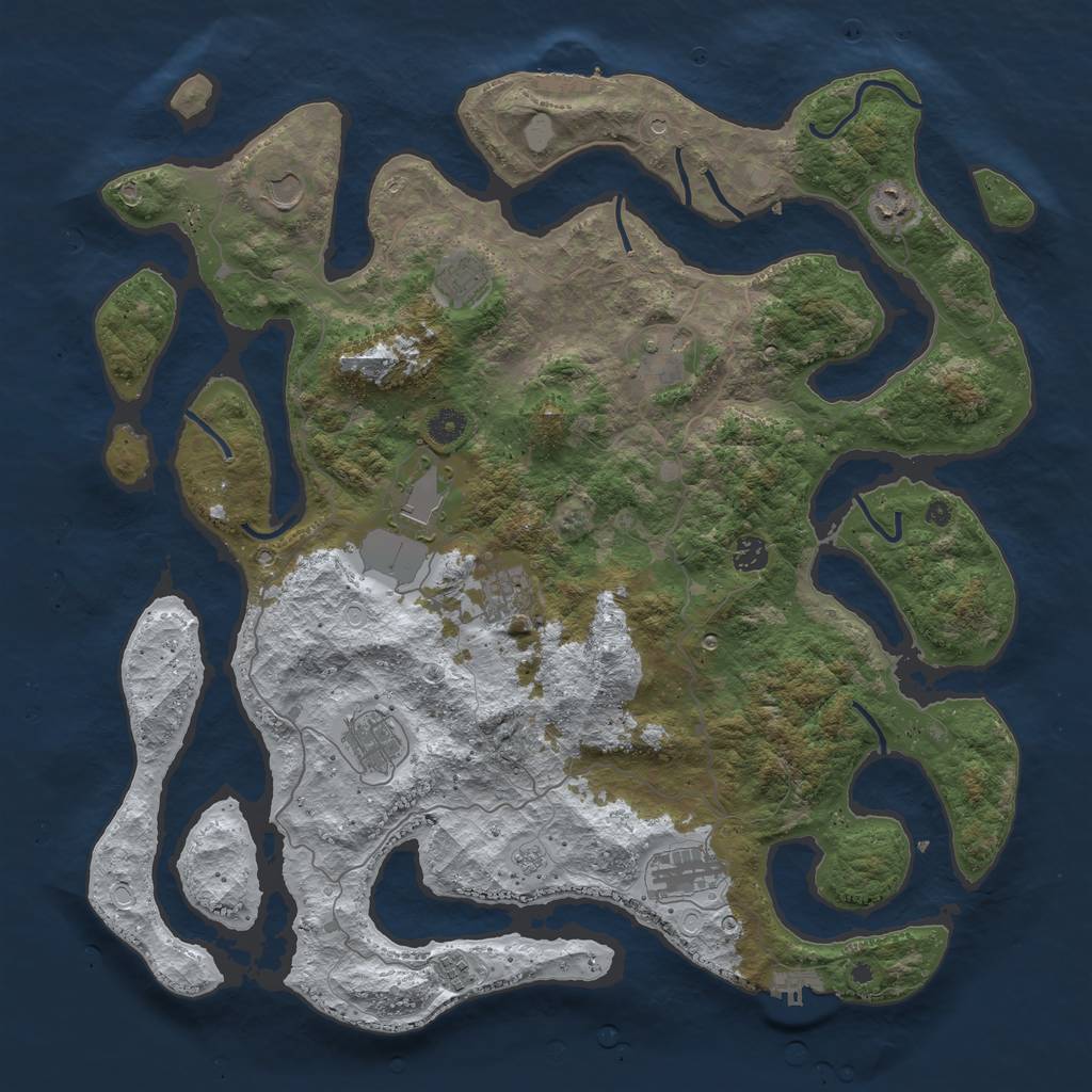 Rust Map: Procedural Map, Size: 4500, Seed: 828436, 19 Monuments