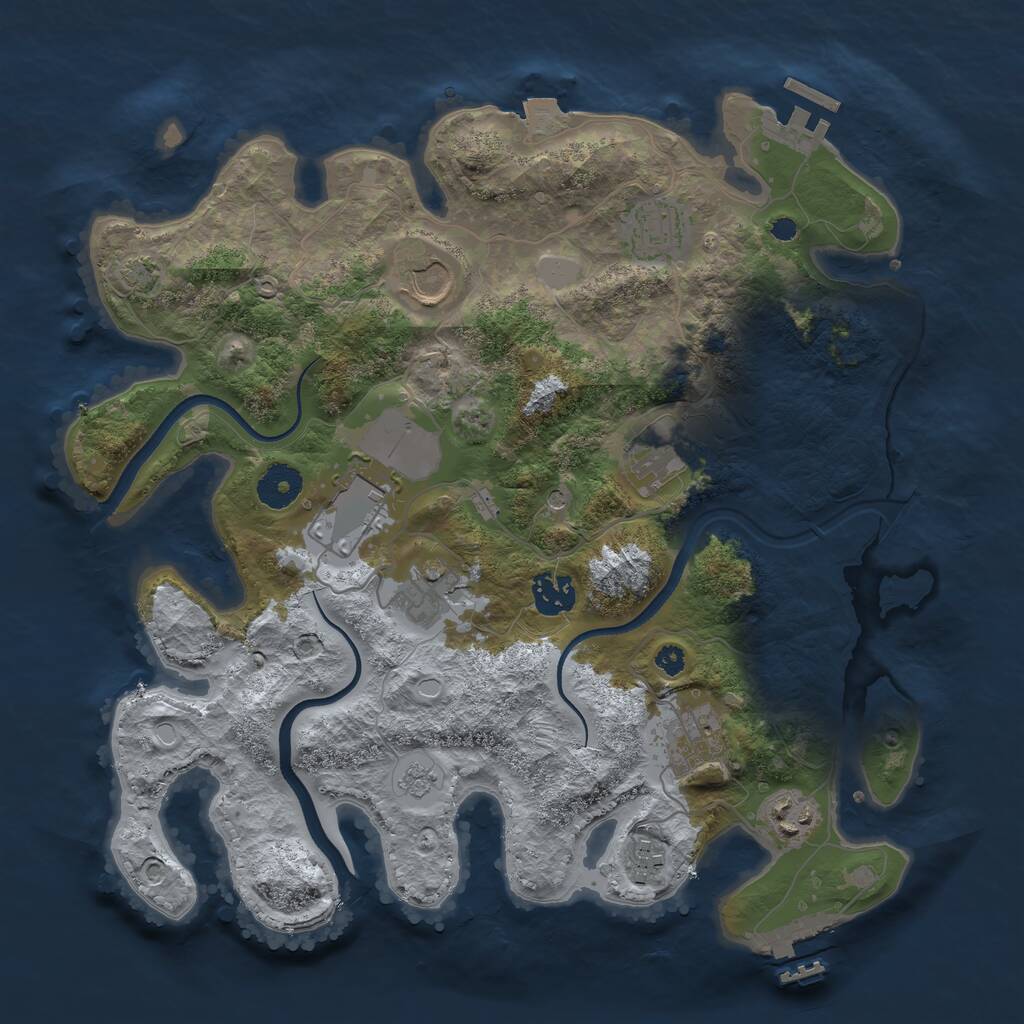 Rust Map: Procedural Map, Size: 3500, Seed: 2363939, 15 Monuments