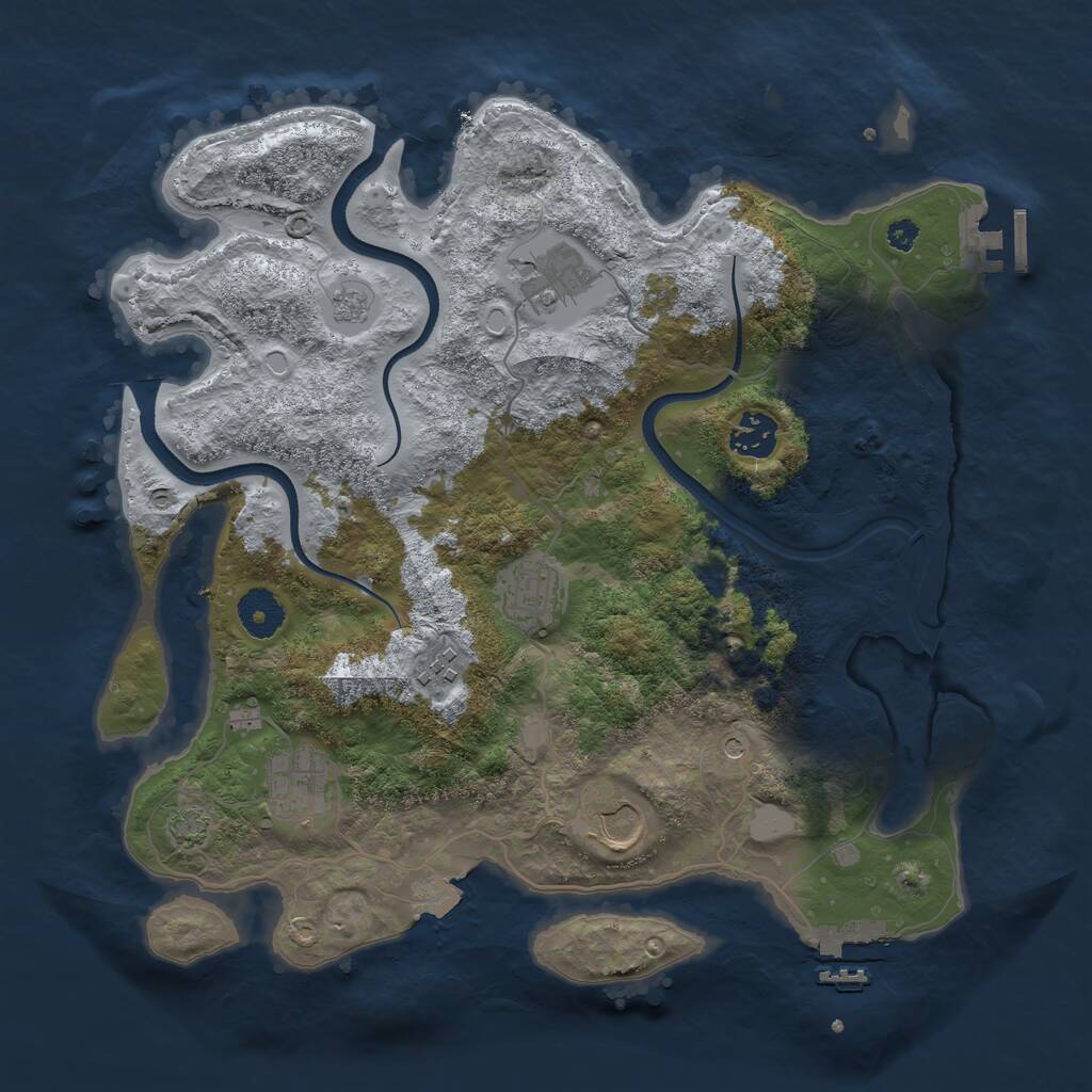 Rust Map: Procedural Map, Size: 3500, Seed: 1510331, 12 Monuments