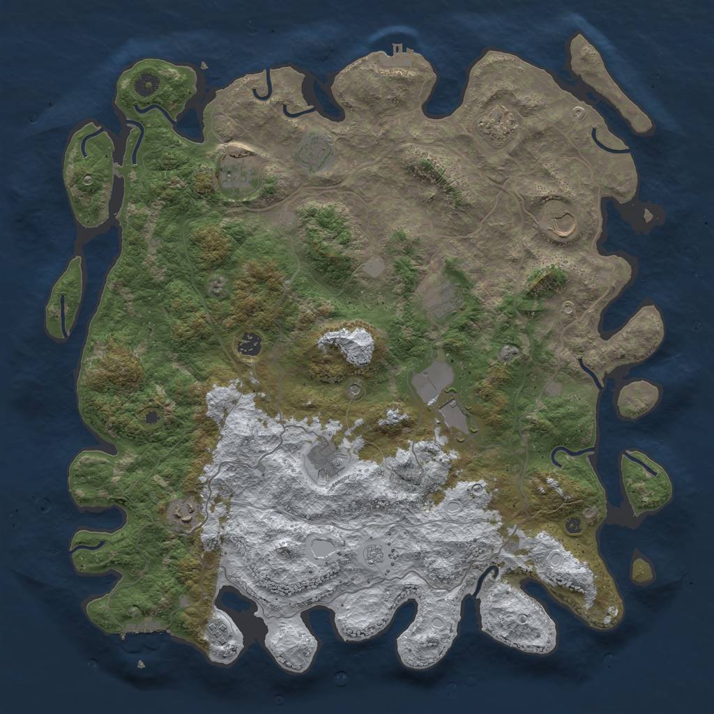 Rust Map: Procedural Map, Size: 4500, Seed: 5127989, 19 Monuments